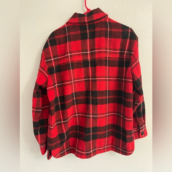 Charter Club Plaid Shirt Red and Black Jacket Shacket Size Medium - Picture 12 of 14